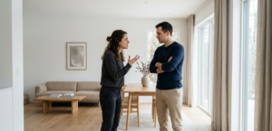 couple having a difficult conversation in a relationship