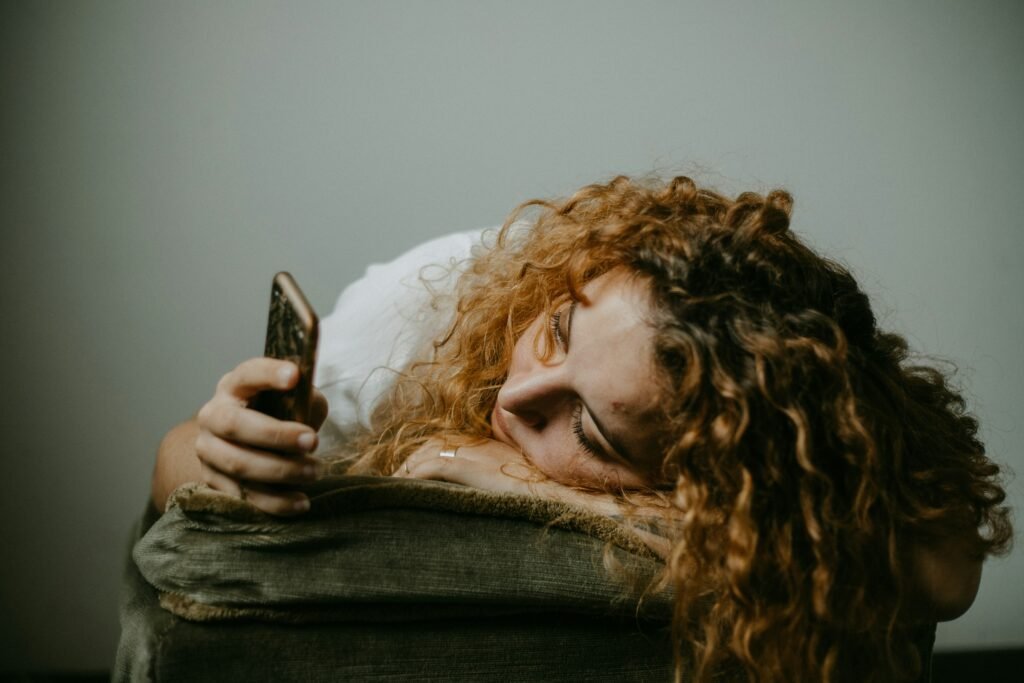 Girl suffering from social media anxiety