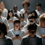 People on their phones illustrating the dopamine trap
