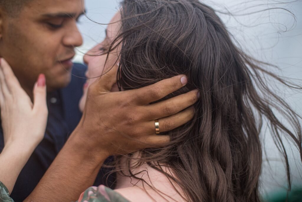 Couple expressing intense desire and connection